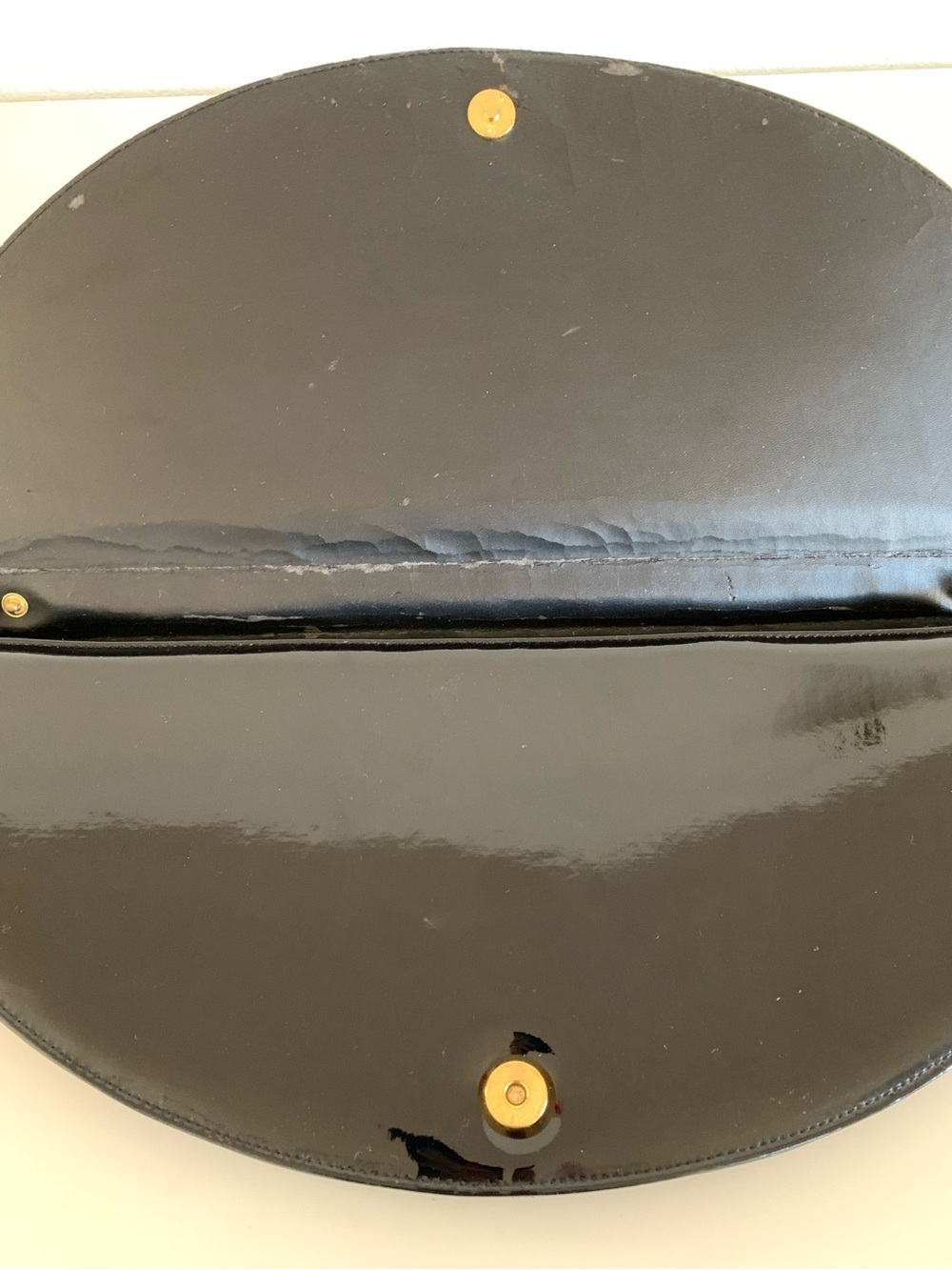Vintage Jasmin Black Patent Half-Moon Top-Handle Bag - Picture 7 of 8